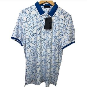 Lacoste Men's White Shirt with Blue Pattern